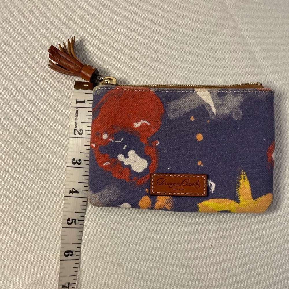Dooney & Bourke Abstract Graffiti Canvas Coin Pouch Tassel Zip Wallet Blue Red - Picture 12 of 12